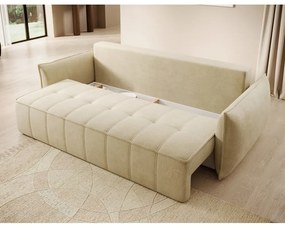 Бежов кадифен сгъваем/с място за съхранение диван 242 cm Weltton – ELTAP