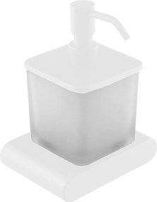 Бял стенен стъклен диспенсер за сапун 300 ml Flori – Sapho