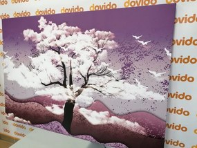 Картина на платно – Дърво залято с облаци
