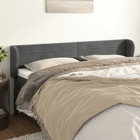 3117345 vidaXL Горна табла за легло с уши, тъмносива, 183x23x78/88 см, кадифе