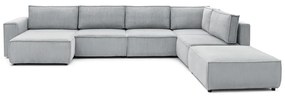 Светлосив ъглов U-образен диван от велур, десен ъгъл Nihad modular - Bobochic Paris
