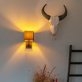 Стенна лампа черна с USB и квадратен черен абажур - Combi 1