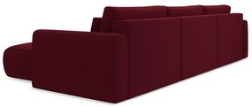 Бордо кадифен разтегателен ъглов диван с място за съхранение (U форма) Kapua – Makamii