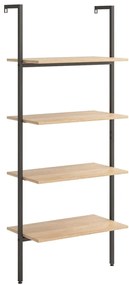 336382 vidaXL Етажерка стълба с 4 рафта светлокафяво и черно 64x35x152,5 см