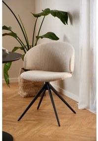 НЭЛЯ Бежово (тъкан Басэл 24)/черни крака - МОДЕРЕН ТАПИЦИРАН ВЪРТЯЩ СЕ СТОЛ ПЛЕТЕНИЦА ЗА ДНЕВНА/ТРАПЕЗАРИЯ/ОФИС