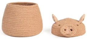 Светлорозова текстилна детска кошница за играчки ø 17x15 cm Mini Peggy the Pig – Lorena Canals