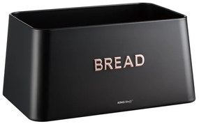 Кутия за хляб с капак за рязане Kinghoff KH 1948, 35 см, Бамбук, Стомана, Черен