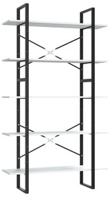 5-етажна библиотека, бяла, 100x30x175 см, инженерна дървесина