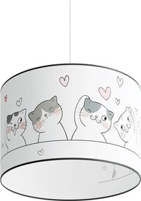 Бял детски полилей с пластмасов абажур ø 40 cm Puss – Sollux