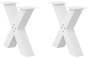4012957 vidaXL Крака за масичка за кафе, X-образни, 2 бр., бели, 50 x (42-43) см, стомана