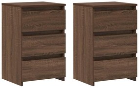 815176 vidaXL Нощни шкафчета 2 бр кафяв дъб 40x35x62,5 см инженерно дърво
