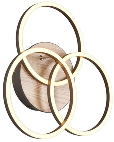 Черно-кафява LED светлина за таван 43x43 cm Circle - Trio