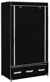 282457 vidaXL Гардероб, черен, 87x49x159 см, текстил