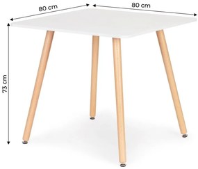 Бяла кухненска маса 80 x 80 cm