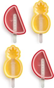 Комплект от 4 форми за сладолед на клечка Lekue 1010239, 340 мл, -20°C / +100°C, Платинен силикон, Многоцветен