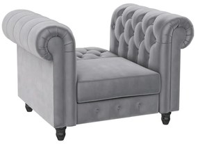 Светлосиво кадифено кресло Chesterfield Felix – Støraa