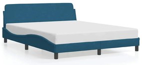 373216 vidaXL Рамка за легло с табла Dover, синя, 160x200 см, кадифе