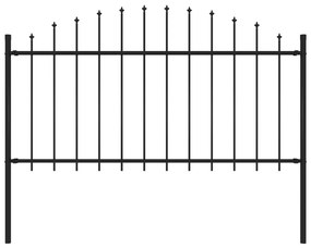 Sonata Градинска ограда с връх пика, стомана, (1,25-1,5)x1,7 м, черна