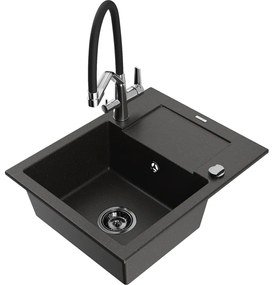 Mexen Enzo гранитна мивка с 1 камера с отцедник и кухненски смесител Duo,