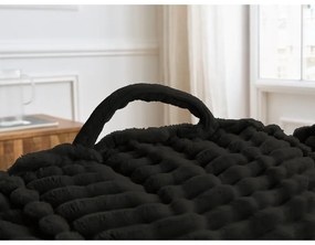 Черен пуф от рипсено кадифе Socrate – Bobochic Paris