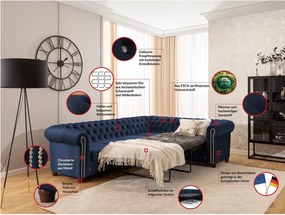 Син кадифен разтегателен ъглов диван (десен ъгъл L форма) York Blik – Ropez