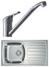 ALVEUS SETA259 - Кухненска мивка BASIC+смесител за мивка RIVIERA 14,8cm сатен/хром