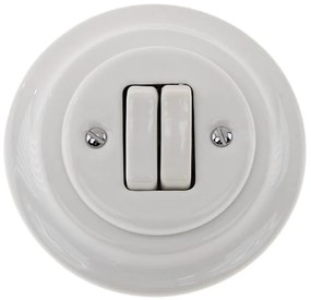 Bohemia-Design - Порцеланов ретро двоен ключ с рамка № 6+6, бял