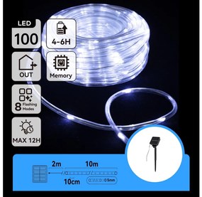 Aigostar - LED соларен коледен гирлянд 100 LED, 8 функции, 12м, IP65, студена бя