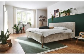 Бежово тапицирано двойно легло с място за съхранение с решетка 160x200 cm Mattis - Meise Möbel