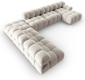 Бежов кадифен модулен ъглов диван (ляв ъгъл/U форма) Bellis – Micadoni