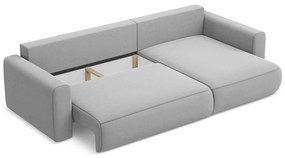 Светлосив кадифен разтегателен ъглов диван с място за съхранение (десен ъгъл) Kapua – Makamii