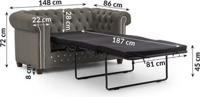 Сив кадифен разтегателен диван 148 cm York Blik – Ropez