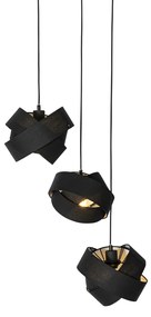 Модерна висяща лампа черна 3-светлина - Cloth