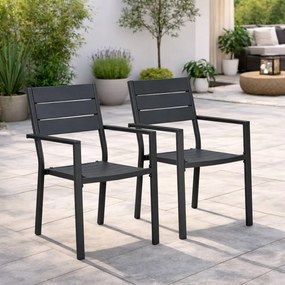 Комплект от 2 градински стола с товароносимост 150 кг Сив