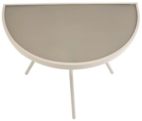 Полукръгла балконска маса бежова - стъкло с метална структура