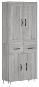 3199911 vidaXL Висок шкаф, сив сонома, 69,5x34x180 см, инженерно дърво