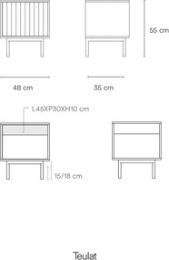 Светлосиво матово нощно шкафче Sierra – Teulat