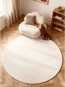 Кремав ръчно изработен вълнен кръгъл килим ø 200 cm Puristic Knots – Elle Decoration