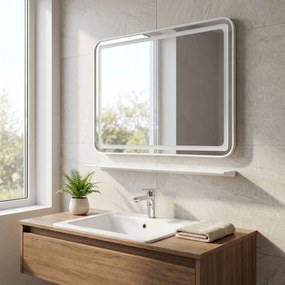 LED стенен огледало с рафт 80x60 см L-8060