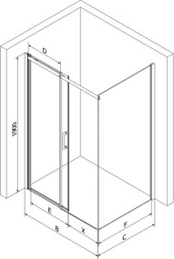 Mexen Omega раздвижна душ кабина 100 x 90 см, графит, хром + тава Flat, бяла