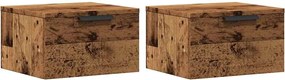 856980 vidaXL Нощни шкафчета за стенен монтаж, 2 бр, cтаро дърво, 34x30x20 см