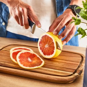 Кухненски нож Tefal K297S244, 20 см, Неръждаема стомана, Поставка с вградено точило, Предпазител за пръсти, Черен