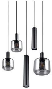 Черно висящо осветително тяло с метален абажур/със стъклен абажур ø 40 cm Mataro – Trio