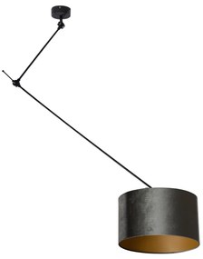 Висяща лампа черна със зелен кадифен абажур 35 см - Blitz