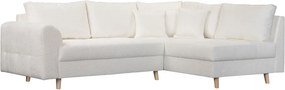 Бял ъглов диван от плат букле (десен ъгъл) Ariella - Ropez