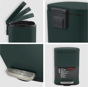 Тъмнозелено стоманено кошче за боклук с педал 5 l Akira – Spirella
