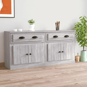 3185269 vidaXL Сайдборди, 2 бр, сив сонома, инженерно дърво