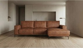 Кафяв ъглов диван от изкуствена кожа (десен ъгъл) Copenhagen - Scandic