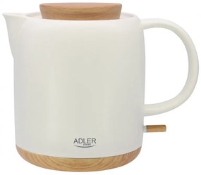 Електрическа кана Adler AD 1304, 1200W, 1l, Керамична, Въртяща се основа, Защита от работа без вода, Екрю