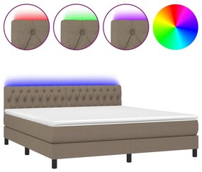 3133417 vidaXL Боксспринг легло с матрак и LED, таупе, 180x200 см, плат